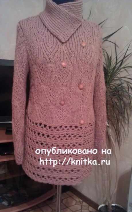 Теплый жакет спицами. Работа Елены Саенко вязание и схемы вязания