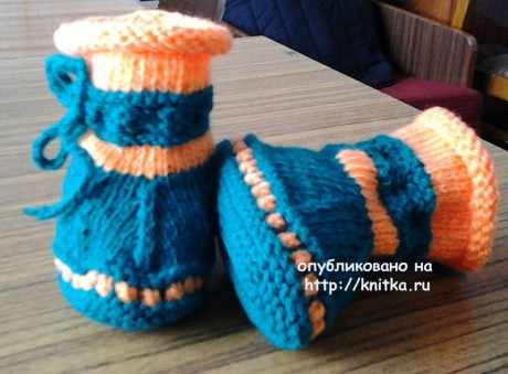 Туфельки - пинетки с носочком. Работа Риммы вязание и схемы вязания