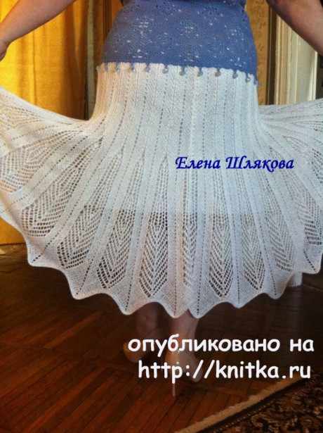 Вязаная спицами юбка. Работа Елены Шляковой вязание и схемы вязания