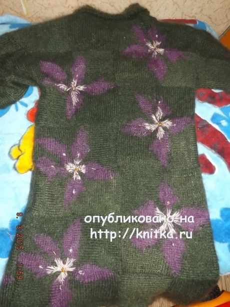 Вязаное спицами пальто - работа Оксаны вязание и схемы вязания