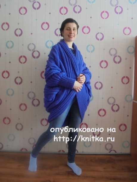 Вязаное спицами пальто. Работа Татьяны Ивановны вязание и схемы вязания