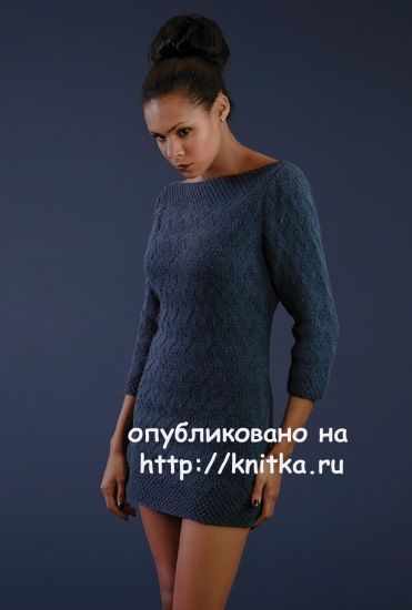 Вязаное спицами платье - работа Марины вязание и схемы вязания