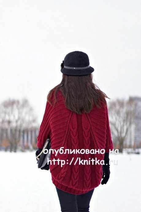 Вязаное спицами пончо. Работа Вилены вязание и схемы вязания