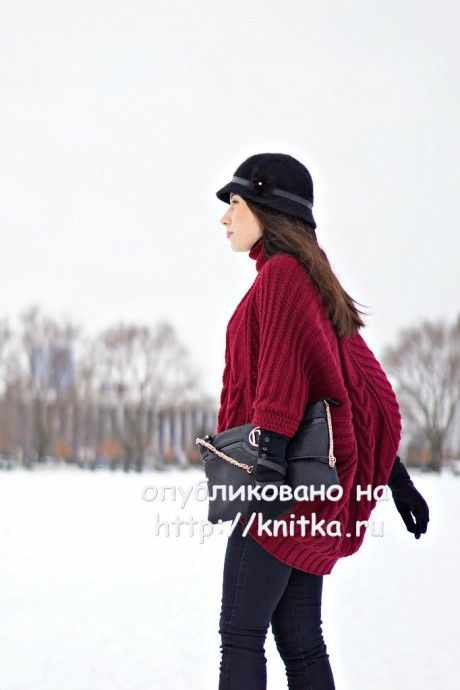Вязаное спицами пончо. Работа Вилены вязание и схемы вязания