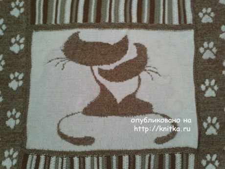 Вязаный плед Коты. Работа Ирины вязание и схемы вязания