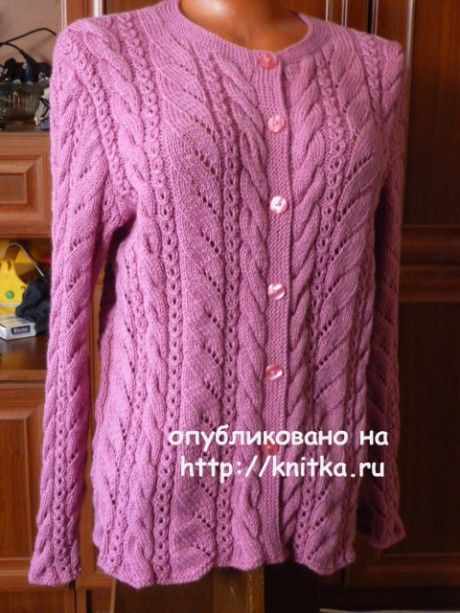 Вязаный спицами жакет - работа Марины Ефименко вязание и схемы вязания