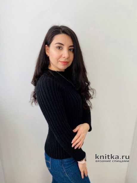 Женская водолазка спицами Черная лапша, реглан сверху вязание и схемы вязания