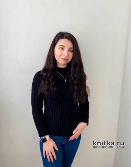 Женская водолазка спицами Черная лапша, реглан сверху вязание и схемы вязания