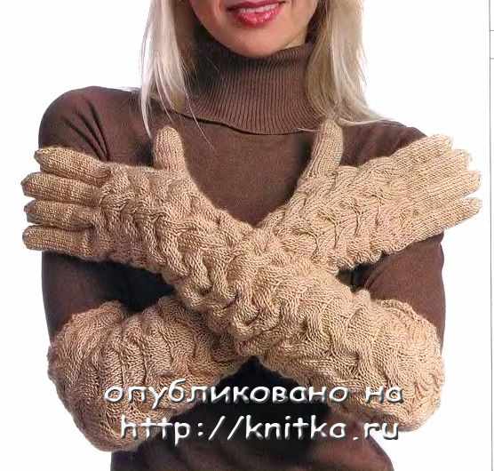 Вяжем спицами длинные перчатки