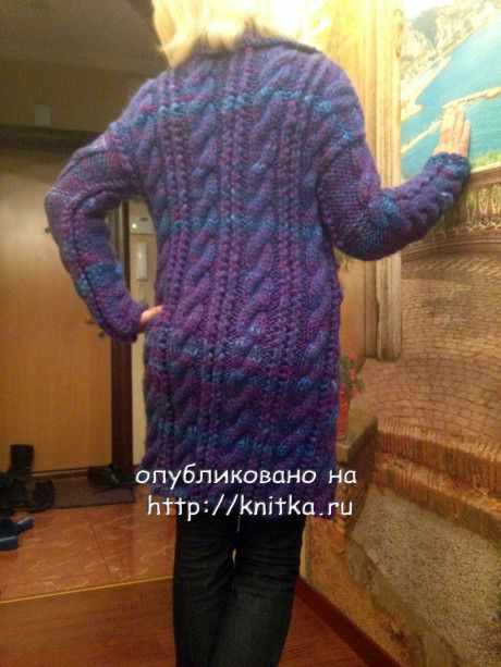 фото вязаного спциами пальто