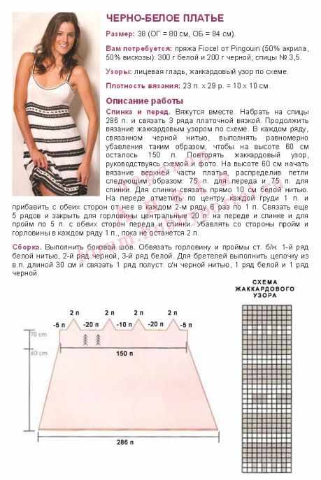 Черно-белый сарафан, связанный спицами Черно-белый сарафан, связанный спицами