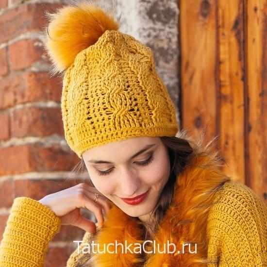 Шапка с косами крючком