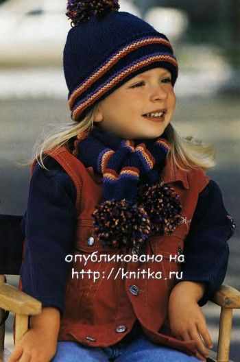 Шапочка и шарф в резинку