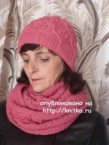 Шапочка и снуд спицами. Работы Марины Ефименко