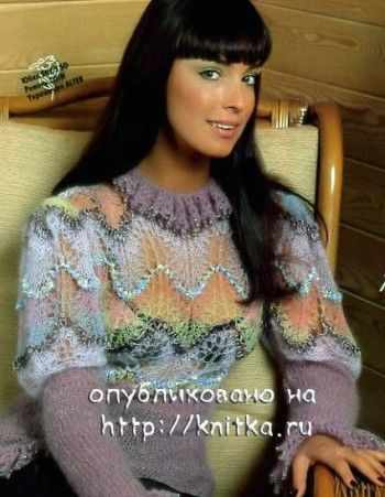 Ажурный свитер связанный спицами Ажурный свитер связанный спицами