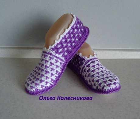 фото тапочек спицами