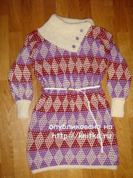 платье спицами