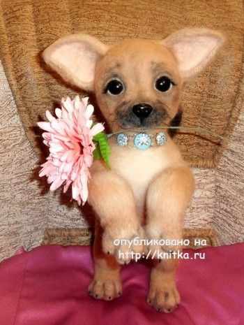 Собачка из шерсти - работа Ирины