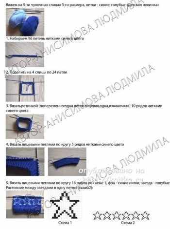 МК шапка спицами на мальчика 1-1,5 года