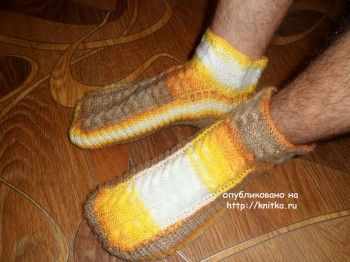 Мужские носки спицами- работа Ольги