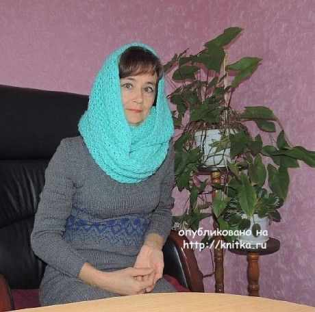 шарф - снуд спицами с узором звездочки шарф - снуд спицами с узором звездочки