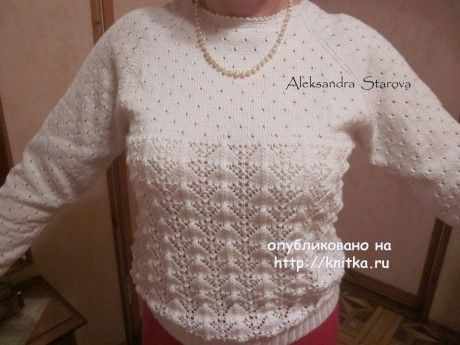 белый джемпер спицами для женщин
