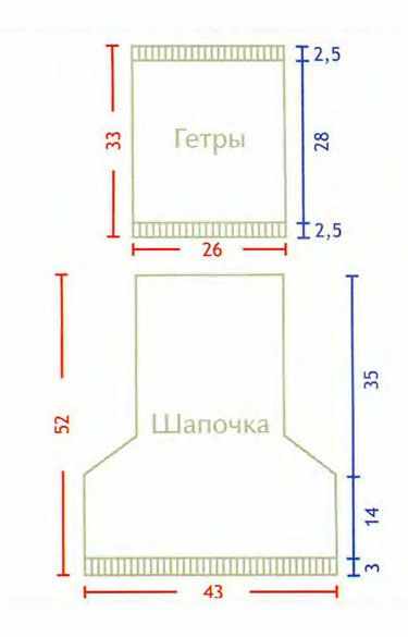шапка и гетры, связанные спицами шапка и гетры, связанные спицами