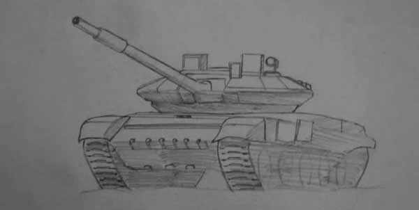 Т-90, рисунок карандашом
