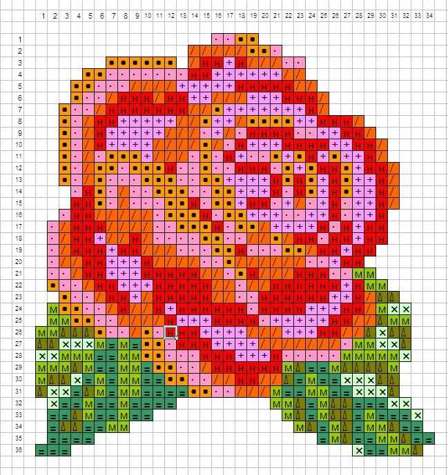 Красно-розовая роза крестиком