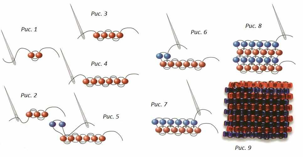 Схема кирпичного плетения бисером